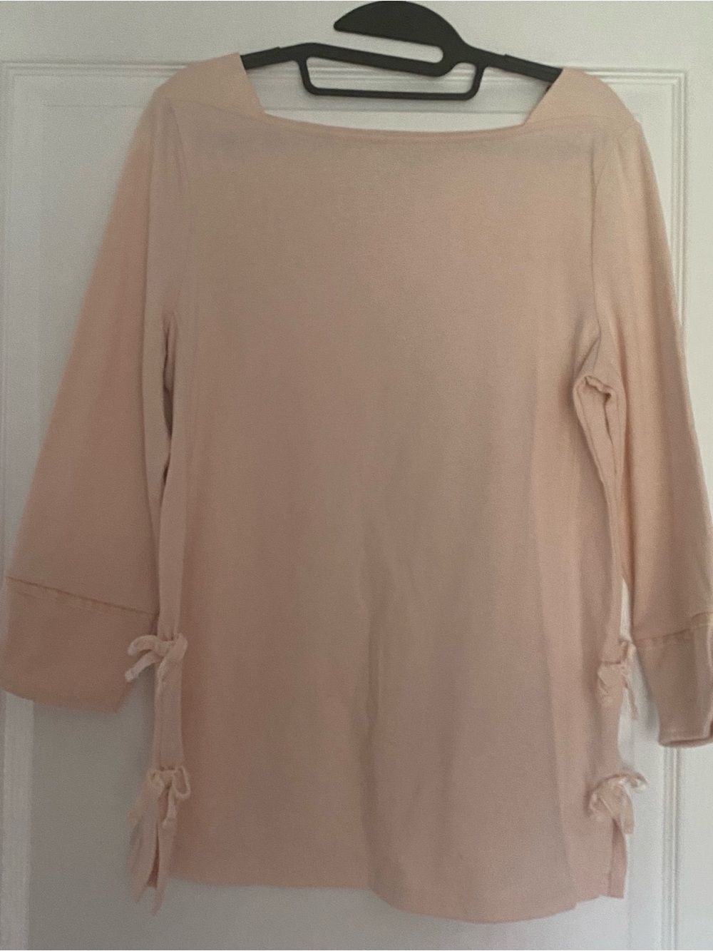 Talbots Light Pink Boatneck Tie-Side Cotton Tunic sweatshirt Sz S
